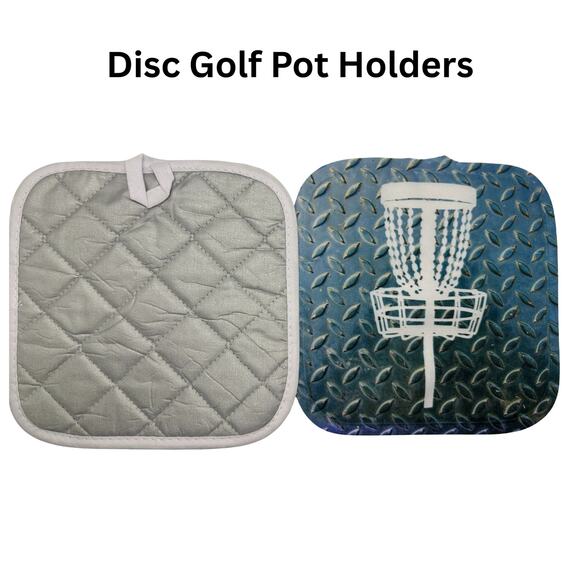 Disc Golf Pot Holders Set Discgolfing Kitchen Decor Discgolfer Gift - Picture 2 of 3